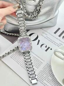 1pc/ Sets Of AppleWatch Band+Apple WatchCase Women's Sparkling Rhinestone Metal Strap+Sparkling Rhinestone Protective Case,Apple WatchStrap+Apple WatchCase Compatible With Apple Watch Ultra/10/9/8/7/6/5/4/3/Se, Suitable For49mm/46mm/45mm/44mm/42(Series10)/42mm/41mm/40mm/38mm Dual Row Sparkling Rhinestone Protective Cover Fashion Strap