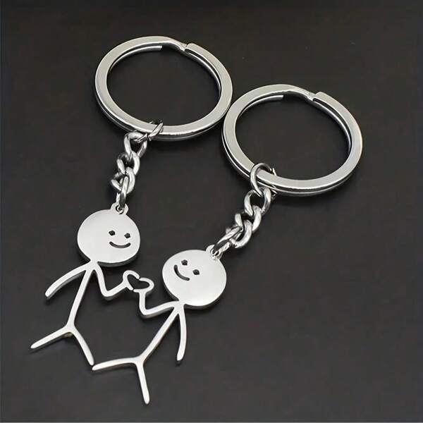 Paar-Set mit 2 Herz-Charms aus Edelstahl-Legierung - Schlüsselanhänger für Herren und Damen, perfektes Geschenk zum Valentinstag