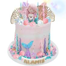 30Pcs Mermaid Cake Topper Under The Sea Cake Toppers Set With Seaweed Bubble Golden Leaves For Mermaid Under The Sea Cake Decor Mermaid Birthday Party Shower Supplies