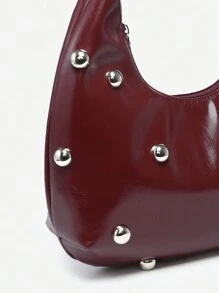 1 件女士复古朋克波西米亚风格海洋装饰沙滩包，钩编铆钉油性皮革大容量单肩包，适合外出、聚会和日常穿着