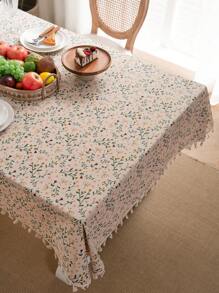 MeijiaMo 1 件花卉印花矩形桌布，涤纶波西米亚风格卡通花卉印花装饰餐垫桌布，适用于卧室、酒店、厨房、餐厅、派对、节日、咖啡桌、圆桌、所有季节