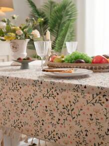 MeijiaMo 1 件花卉印花矩形桌布，涤纶波西米亚风格卡通花卉印花装饰餐垫桌布，适用于卧室、酒店、厨房、餐厅、派对、节日、咖啡桌、圆桌、所有季节