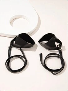 1 双嘻哈风格 PU 皮革露指手套，适合音乐节 - 黑色 - 查看 4