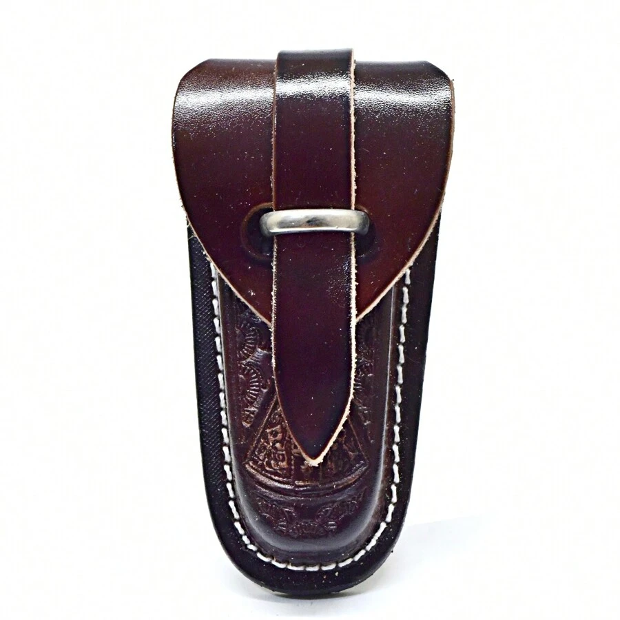 Atrevidu's Rustic Leather Ring Knife Sheath - Tabaco Nuestra Señora - Ver 1