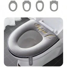 Tapis de WC doux et chaud pour l'hiver, housse de siège de toilette universelle avec fermeture éclair et poignée amovible, imperméable et lavable. Décoration de salle de bain pour l'été