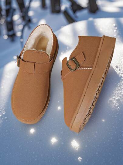 Thermal Lined Casual Comfortable Men's Loafers, Slip-On Brown Shoes, 2024 Winter Warm Low-Top Men's Snow Boots