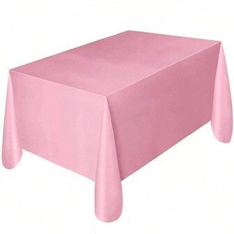 1pc 54x72inch(137x183cm) Disposable Solid Color Tablecloth Birthday Party Wedding Christmas New Year BBQ Table Cover Wipe Covers Rectangle Desk Cloth Decor, Pink Table Cloth