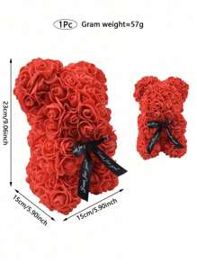 1PC Rode Rozenbeer Valentijnsdag Moederdag Beste Cadeau Voor Vrienden Trouwdag Verjaardag Handgemaakte Teddybeer PVC Geschenkdoos Schattige En Romantische Eeuwige Bloemenbeer, Valentijnsdag, Cadeau