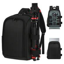 Mochila para Camara Fotografica,Bolsa Mochila Profesional para Camara,Mochila Impermeable para Portátil de 15.6 pulgadas con Divisores Desmontables y Cubierta para la lluvia - Gris - Ver 2