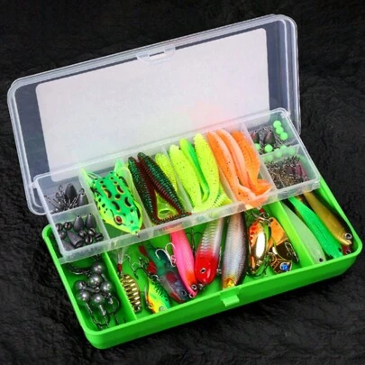 104 PCS/Set Fishing Lures Baits VIB Tackle 442g Fishing Accessories With Tackle Box And Fishing Gear Lures Kit Set For Outdoor Freshwater Saltwater Fishing