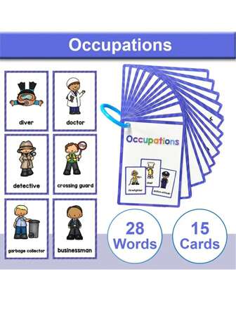 28 Pcs Professional Vocabulary Flashcards - Home & School Education Reading & Learning Toys, Fun Vocabulary English Words Flashcards For Family, School, Learning Materials, Children's Cognitive Activities, Pocket Cards, Educational Toys, Kids & Toddlers