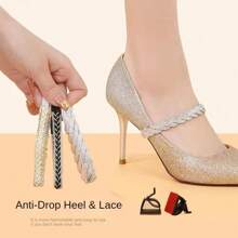 1 Pair Bling Decorative Elastic Shoelaces, Fashion Rhinestones Shoe Laces For High Heels Without Slipping, Comfortable And Stylish - Multicolor - View 2