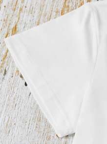 Women's Funny Letter Print Round Neck Short Sleeve Casual Daily T-Shirt, Summer Tops - White - View 3