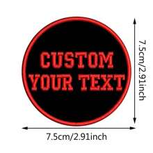 Angefertigter bestickter kreisförmiger Doppelbeschriftung Namenspatch, Hut, Tasche Kostüm Dekorationssticker, kann aufgebügelt, aufgenäht oder mit Klettverschluss befestigt werden