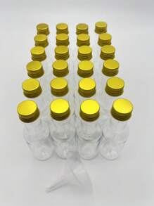 24pcs25 Ml/50 Ml/100 Ml/150 Ml Reusable PET Plastic Empty Wine Bottle Mini Bottles, Equipped With A 5 Cm Small Funnel And Perfect Carton Packaging, To Ensure The Of The Product During Transportation, Equipped With Gold/Black/Silver Three Color Optional Screw Aluminum Caps, Mini Wine Bottle