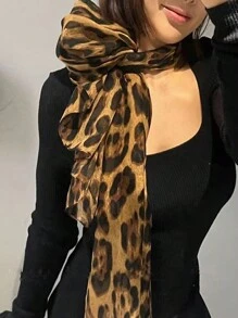 FADZOYLE 1pc Color Leopard Printed Pattern Scarfs For Women Cape Hijab Bandana Head Wrap Beach Cover Up All Season Winter Fall Sarong Fashion Scarves Long Satin Silky Feeling Large Kerchief Designer New Elegant Lightweight Collection Gift Wedding Bride Bridesmaid Shawl Gifts Accessories
