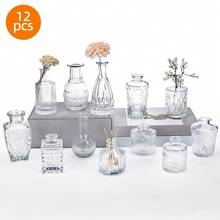 Superlele 12/24/30/48pcs Bud Vases, Small Vase For Flowers, Clear Glass Vase For Home Decor, Wedding Decorations, Clear Flower Vases For Centerpieces, Vintage Vase For House Decor