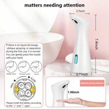 1个200毫升/6.76盎司自动皂液器，非接触式皂液器，带防水底座，适用于厨房、浴室、酒店等场合，也可用于浴室收纳、家居装饰和家具摆设（注意：本产品不含电池，请另行购买！） - 黑色 - 查看 6