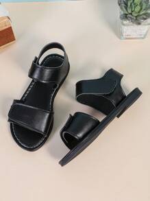 1 双女童黑色平底凉鞋，带钩环可调节带，圆头防滑可爱沙滩鞋，适合 3-15 岁的幼儿和儿童，适合室内、户外、日常、夏季派对 - 黑色 - 查看 5