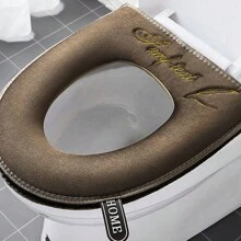 Tapis de WC doux et chaud pour l'hiver, housse de siège de toilette universelle avec fermeture éclair et poignée amovible, imperméable et lavable. Décoration de salle de bain pour l'été