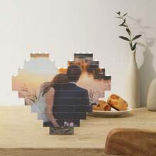 定制积木个性化照片块拼图心形和横向双面 DIY 礼物，适合有意义的节日、情人节、感恩节、父亲节和母亲节 - 彩色 - 查看 10