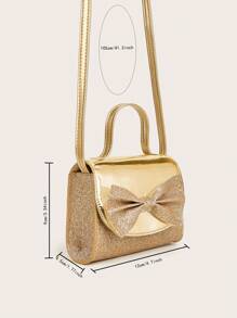 1个女童蝴蝶结亮片可爱公主迷你斜挎包，迷你零钱包，时尚迷你单肩包，可搭配各种服装和配饰