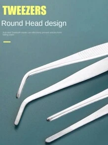 3pcs Stainless Steel Multifunctional Steel Elbow Tweezers Long Pliers Medical Tweezers Feeding Tool Anti-Slip