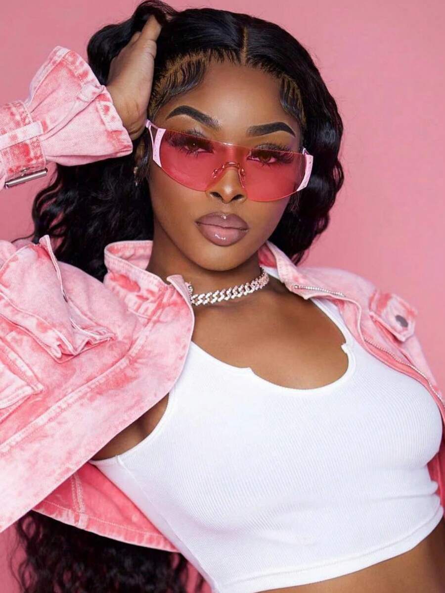 1pc Futuristic Large Frame Y2K Style Fashion Glasses For Summer Beach Vacation,Outdoor,Travel