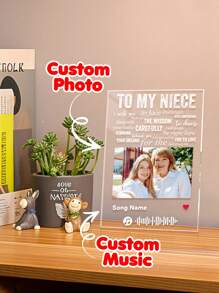 1pc Custom Spotify Plaque, Custom Couple Picture Plaque, Personalized Photo Plaque, Custom Couple Song Music Plaque, Personalized Photo Frame Home Decor, Album Cover Song Plaque, Unique Gifts For Women, Music Art Romantic Gifts, Anniversary Gift, Valentine Gift, Birthday Gift, Wedding Gift, Mother's Day Gift, Father's Day Gift, Best Friend Gift, Best Gift For Mom/Dad, Gift For Her/Him, Best Gift For Girlfriend/Boyfriend Graduation
