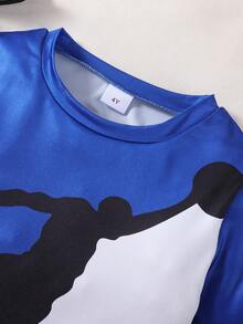 2pcs/Set Young Boy Casual Sports Round Neck Short Sleeve Top And Shorts, Spring/Summer