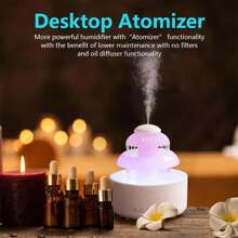 Humidificateur pour chambre à coucher avec son de pluie et veilleuse 7 couleurs, humidificateur à brouillard froid, humidificateurs avec 10 heures de fonctionnement, diffuseur d'huiles essentielles, humidificateur d'air pour chambre à coucher, maison, bureau, cadeau parfait