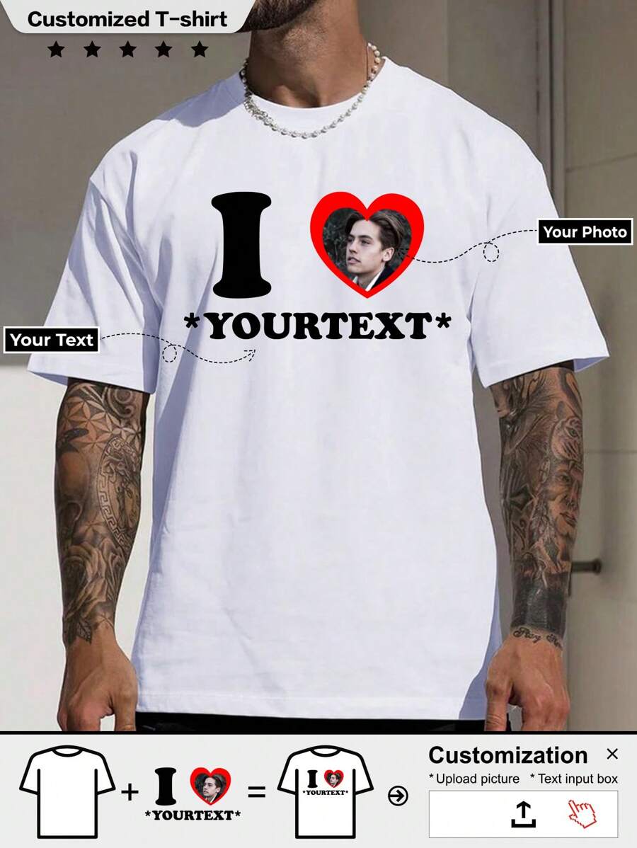 Camiseta personalizada como regalo de Navidad/Acción de Gracias, Camiseta personalizada para hombre - Agrega tu propio texto/gráfico (insignia/logotipo de empresa/foto familiar/selfie) para diseñar tu propia camiseta impresa a medida