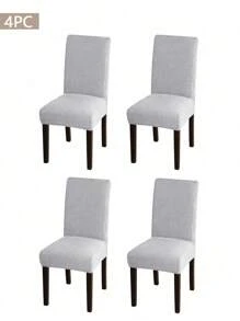 4pcs/Set L Size Corn Plaid Pattern Chair Cover, Thick Elastic Stretch Seat Covers, Suitable For All Seasons, Comfortable & Soft, Dirt & Scratch Resistant, Suitable For Hotel, Restaurant, Party, Office - Light Grey - View 6