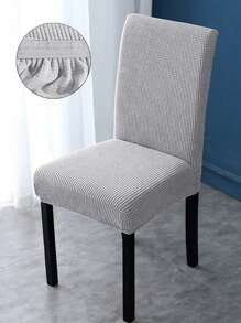 4pcs/Set L Size Corn Plaid Pattern Chair Cover, Thick Elastic Stretch Seat Covers, Suitable For All Seasons, Comfortable & Soft, Dirt & Scratch Resistant, Suitable For Hotel, Restaurant, Party, Office - Light Grey - View 2