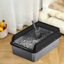 Extra Large Stainless Steel Cat Litter Box With High-Sided Enclosed Odorless Lid, Non-Stick, Leak-Proof, Easy To Clean, Rust-Resistant For Small To Large Cats, Rectangle Shape
