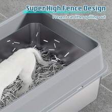 Extra Large Stainless Steel Cat Litter Box With High-Sided Enclosed Odorless Lid, Non-Stick, Leak-Proof, Easy To Clean, Rust-Resistant For Small To Large Cats, Rectangle Shape