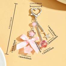 1 Cute Strawberry Heart Decoration Chain Keychain - Hồng - Xem 6
