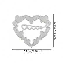 1 件情人节心形相框金属模切，2024 金属切割模具用于纸卡制作剪贴簿 DIY 卡片相册工艺装饰，迷你相册金属切割模具 - 銀色 - 查看 2
