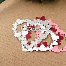 1 件情人节心形相框金属模切，2024 金属切割模具用于纸卡制作剪贴簿 DIY 卡片相册工艺装饰，迷你相册金属切割模具 - 銀色 - 查看 3
