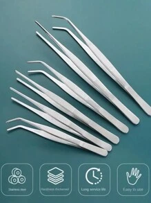 3pcs Stainless Steel Multifunctional Steel Elbow Tweezers Long Pliers Medical Tweezers Feeding Tool Anti-Slip