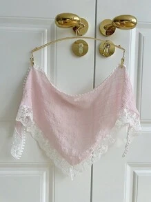 女士植物刺绣绒球装饰时尚头巾，适合日常生活，波西米亚风情人节发带，头巾头带，吸汗带 - 白色 - 查看 4