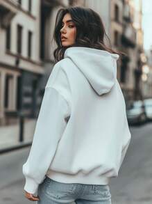 Women's Fashion Easter Egg Dinosaur Print Hoodies Long Sleeve Hood Sweatshirt Loose Fit Tops Fall Streetwear - White - View 2