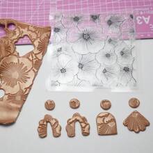 Soft Polymer Clay Stamp Sheet 3D Flower Banboom Wave Pattern Texture Embossing Mat For Clay Jewelry DIY Making Tools Pottery Ceramic Art Hobby Supplies Valentines - Clear - View 8