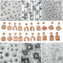 Soft Polymer Clay Stamp Sheet 3D Flower Banboom Wave Pattern Texture Embossing Mat For Clay Jewelry DIY Making Tools Pottery Ceramic Art Hobby Supplies Valentines - Clear - View 2