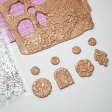 Soft Polymer Clay Stamp Sheet 3D Flower Banboom Wave Pattern Texture Embossing Mat For Clay Jewelry DIY Making Tools Pottery Ceramic Art Hobby Supplies Valentines - Clear - View 6