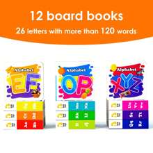 beartale 1 盒，12 本书，早期学习基础，Abc 字母表，儿童早期学习主题，学龄前儿童玩具，学校用品，具有 CPC 认证的安全，图片生动，小尺寸适合小手，圣诞节、新年和生日的完美礼物。 - 彩色 - 查看 6