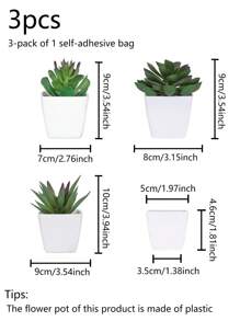 Conjunto de 3 macetas con suculentas simuladas, combinación de verde y rosa, plantas artificiales miniatura falsas para jardín, escritorio, habitación, ventana, regalo de inauguración de casa, decoración de arte, decoración de oficina, boda