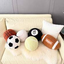 1 件毛绒 3D 运动主题装饰抱枕，包括足球、篮球、足球、网球、台球，适合沙发、家居装饰、所有季节