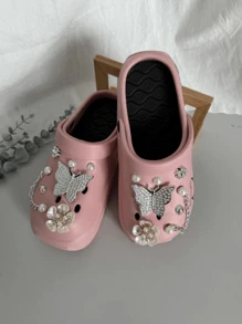 女士厚底休闲可爱图案凉鞋，百搭舒适一脚蹬鞋，适合室内和室外时尚穿着