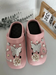 女士厚底休闲可爱图案凉鞋，百搭舒适一脚蹬鞋，适合室内和室外时尚穿着